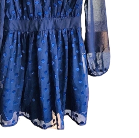 Privacy Please Albee Dress Women Navy Chiffon Polkadots Blogger Fav Sz SM NEW - Picture 4 of 14